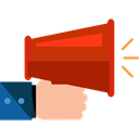 announcement, megaphone, loudspeaker, shout, protest, Communications, announcer, Tools And Utensils Firebrick icon