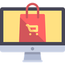commerce, shopping bag, Supermarket, monitor, screen, online shop, Seo And Web Khaki icon