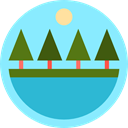 rural, pines, lake, Peaks, nature, landscape, trees LightSkyBlue icon