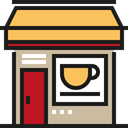 Building, Cafe, buildings, hot drink, Coffee Machine, Coffee Shop, Architecture And City SandyBrown icon