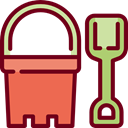 miscellaneous, gaming, Bucket, Beach, childhood, shovel, leisure, Tools And Utensils, Summertime, Sand Bucket Maroon icon