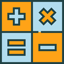 Equal, signs, Substraction, plus, Keys, calculator, multiple Orange icon