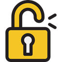 Lock, secure, Tools And Utensils, Open Padlock, security, padlock, Unlocked Goldenrod icon