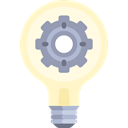 Light bulb, Gear, Idea, illumination, technology, cogwheel, invention, Seo And Web Black icon