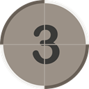 counting, entertainment, Countdown, cinema, numbers, count, three Gray icon