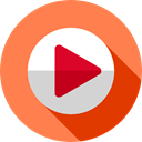 music player, ui, Play button, video player, movie, Multimedia, Arrows, play, interface, Multimedia Option Coral icon