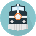 transportation, travel, transport, street, train, rails, travelling SkyBlue icon