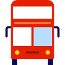 transportation, Double Decker Bus, transport, vehicle, Automobile, Public transport Red icon