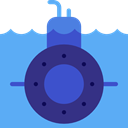 transportation, transport, nautic, nautical, Submarine, underwater CornflowerBlue icon