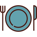 Dish, Cutlery, Tools And Utensils, Food And Restaurant, Fork, Knife, Plate, Restaurant CadetBlue icon