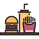 drink, Fast food, Burger, hamburger, french fries, Food And Restaurant Black icon