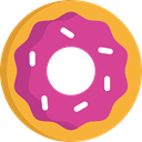 food, Dessert, sweet, donut, baker, doughnut, Food And Restaurant PaleVioletRed icon