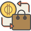 Money, coin, pay, buy, shopping bag, buying, Commerce And Shopping Peru icon