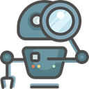 Searching, Loupe, Seo And Web, magnifying glass, robot, seo DarkSlateGray icon