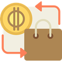 Money, coin, pay, buy, shopping bag, buying, Commerce And Shopping Peru icon