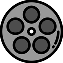 entertainment, film reel, video player, filming, film, movie, interface, technology, cinema DarkGray icon
