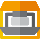 industry, Factory, robotics, Industrial Robot Orange icon