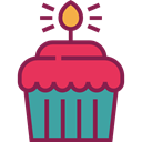 Bakery, Bithday, Birthday And Party, food, Candle, cupcake, Dessert Brown icon