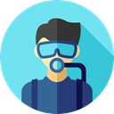 job, Social, Diver, profession, user, profile, Avatar, Professions And Jobs SkyBlue icon