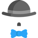 hat, Clothes, fashion, Costume, bow tie Black icon