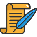 writing, quill, writer, Signature, interface, education, document, papers Goldenrod icon