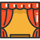 cinema, buildings, Theater, Curtains, theatre, entertainment, stage Goldenrod icon