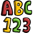 Abc, numbers, education, learning Black icon