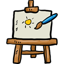 Canvas, Painter, Art And Design, tools, tool, paint, Art, Painting, Artistic, Easel Black icon