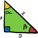 Right Triangle, mathematics, education, maths, trigonometry YellowGreen icon