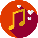 music, interface, music player, song, musical note, Quaver, Music And Multimedia OrangeRed icon