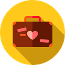 Heart, suitcase, travel, luggage, trip, Honeymoon, Love And Romance Gold icon