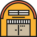 storage, buildings, warehouse, Architecture And City, Hangar Goldenrod icon