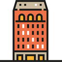 Holidays, vacations, Architecture And City, hotel, buildings, Hostel Tomato icon