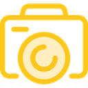 electronics, photograph, photo camera, picture, interface, digital, technology Gold icon