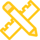 Edit, pencil, ruler, Draw, education, writing, Tools And Utensils Gold icon