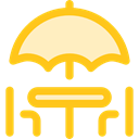 Restaurant, terrace, Chairs, Sun Umbrella, Furniture And Household, Umbrella Gold icon