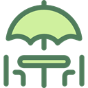Chairs, Sun Umbrella, Furniture And Household, Umbrella, Restaurant, terrace DimGray icon