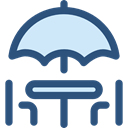 terrace, Chairs, Sun Umbrella, Umbrella, Restaurant, Furniture And Household DarkSlateBlue icon