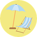 Beach, Holidays, summer, vacations, Sun Umbrella, Sunbed Khaki icon
