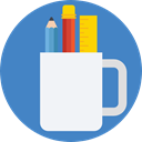 pencil, Pen, ruler, mug, Tools And Utensils, Writing Tool, School Material SteelBlue icon