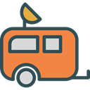 vehicle, Camping, Holidays, summer, transportation, travel, transport, Trailer, Caravan Coral icon