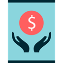 Bank, Hands, Dollar Symbol, Commerce And Shopping, Hand, Business, Money, coin, Coins, Currency SkyBlue icon