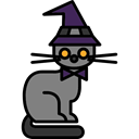 Cat, pet, halloween, horror, Terror, Animals, spooky, scary, fear Black icon