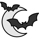 night, fall, bat, halloween, horror, Terror, spooky, scary, fear, autumn, Half Moon Black icon