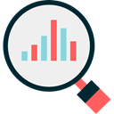 magnifying glass, Business, Stats, Analytics, statistics, Loupe, Bar chart, Profits, Seo And Web WhiteSmoke icon