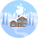 landscape, real estate, scenery, house, Snow, nature, winter LightBlue icon