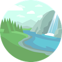 nature, landscape, scenery, waterfall LightCyan icon