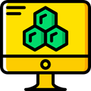 Tv, Computer, monitor, screen, television, technology, electronics Gold icon
