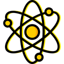 Electron, physics, Atoms, science, Atomic, education, nuclear Black icon