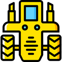 transportation, transport, vehicle, tractor, Farming Gold icon